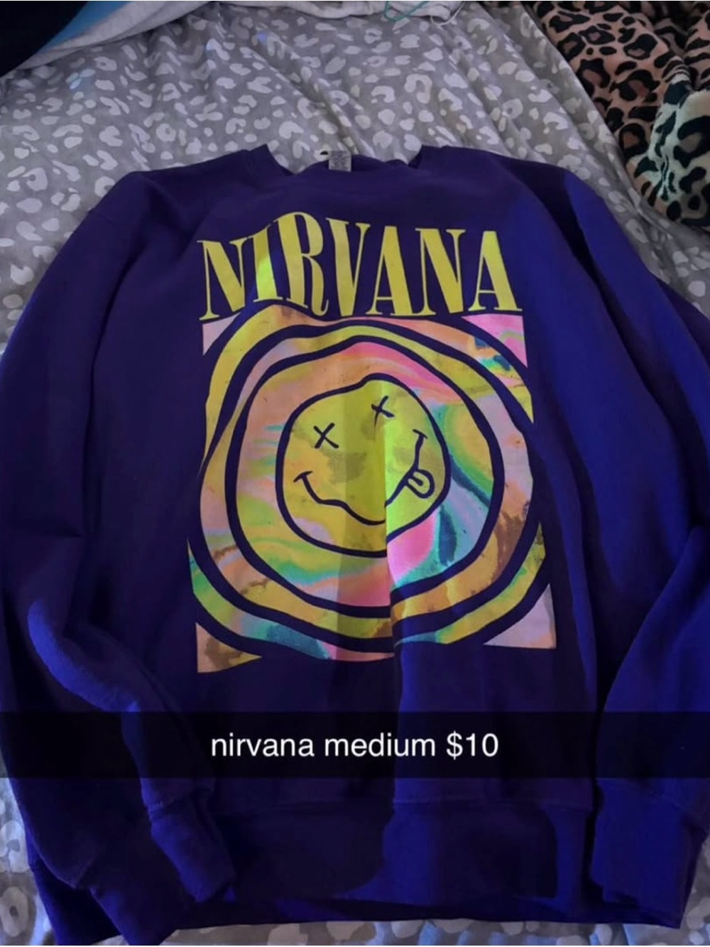 NIRVANA Purple Kids Sweatshirt with Holographic Smiley Graphic